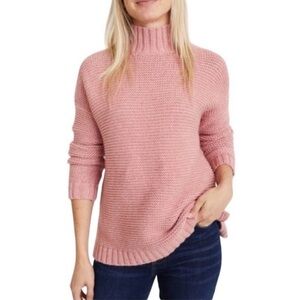 Marine Layer Remi Mock Neck Chunky Knit Sweater in Ash Rose Pink Size Small